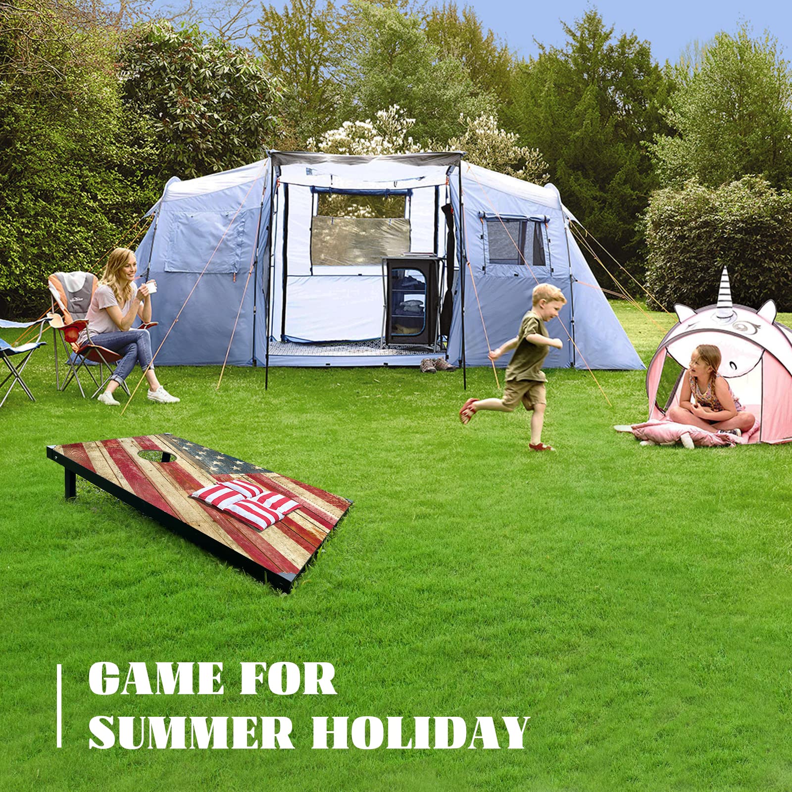 Premium Cornhole Set Outdoor Game - 3ft x 2ft Cornhole Boards with 8 Bean Bags & Carry Bag | Backyard, Beach, Camping, Tailgating & BBQ Party Games for Adults & Families