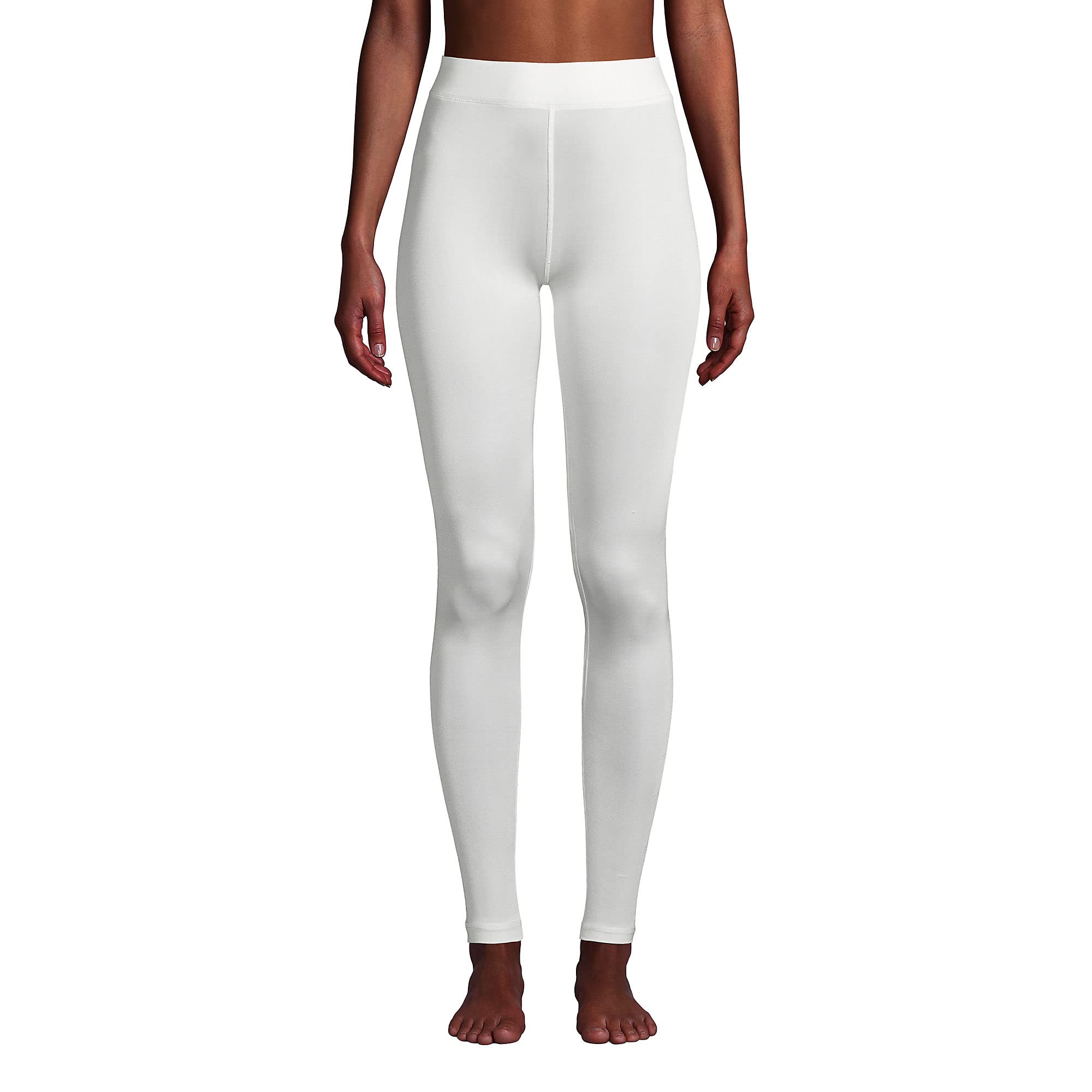 Lands' End Women's Silk Interlock Thermal Pants - Base Layer Long Underwear Leggings for Cold Weather, Winter Sports & Layering Outfits