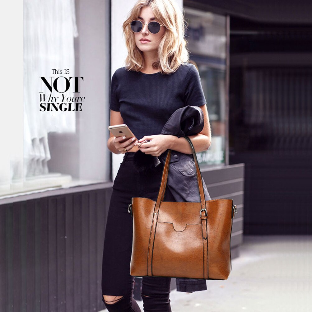 Premium Women's Oil Wax Leather Handbag - Stylish Crossbody Purse for Work, Travel & Everyday Use