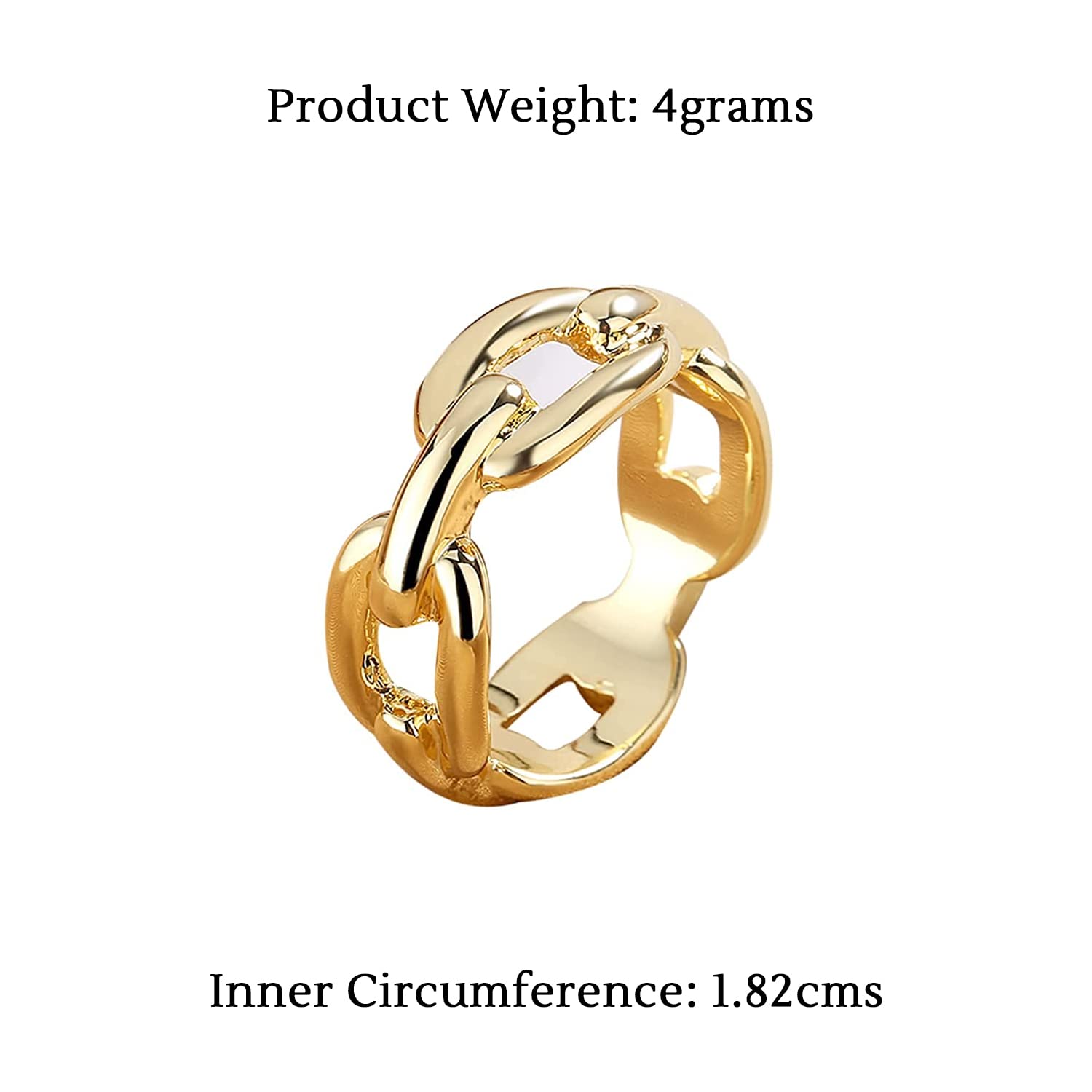 Fashionable Yellow Chime Rings for Women & Girls - Gold Tone Chain Design Finger Rings - Perfect Birthday Gift for Her, Anniversary Present for Wife - Ideal for Parties, Date Nights & Special Occasions