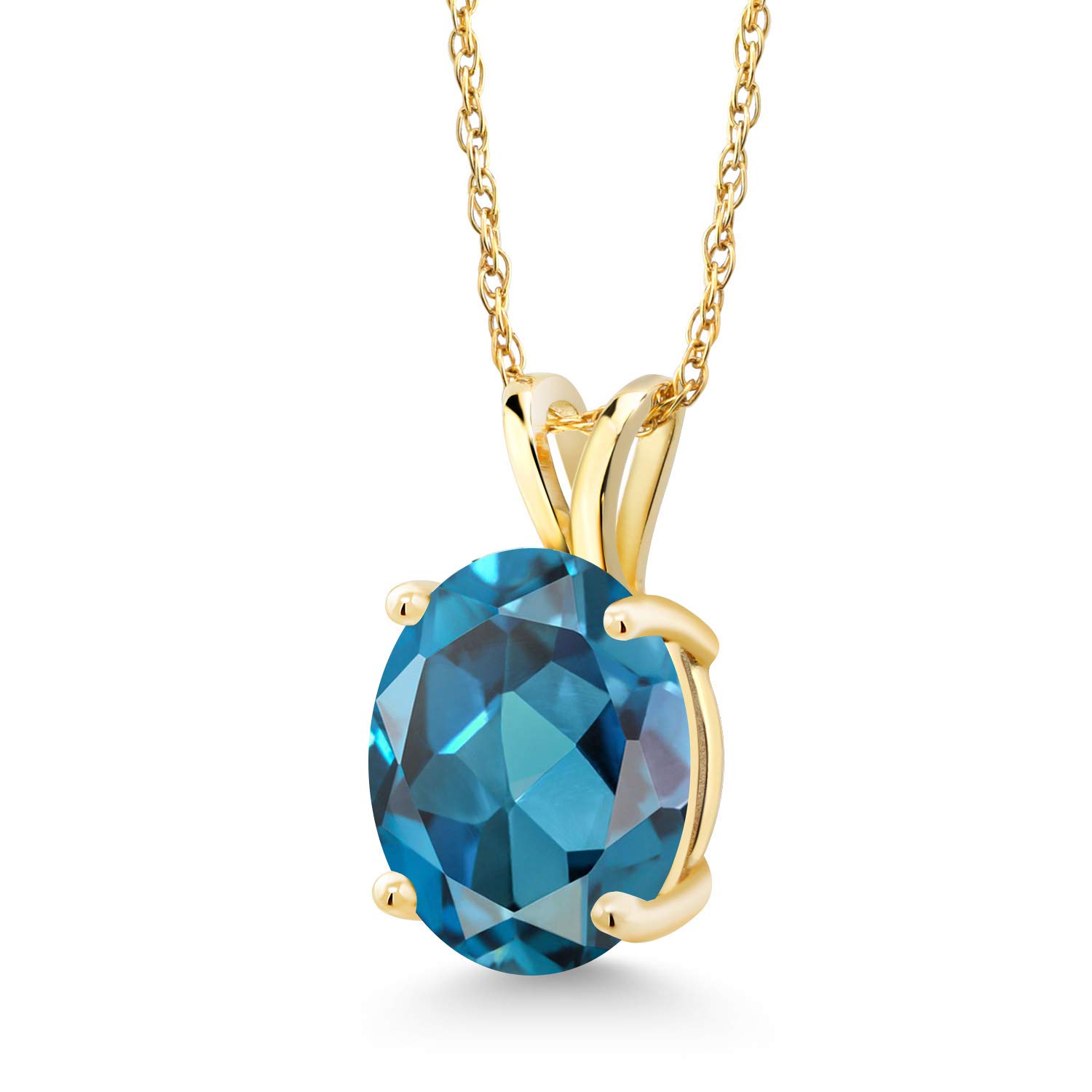 14K Yellow Gold 10X8MM Oval Birthstone Pendant Necklace for Women - 18 Inch Chain | Fine Jewelry Gift for Mom, Wife, Her | Perfect for Birthdays, Anniversaries & Special Occasions