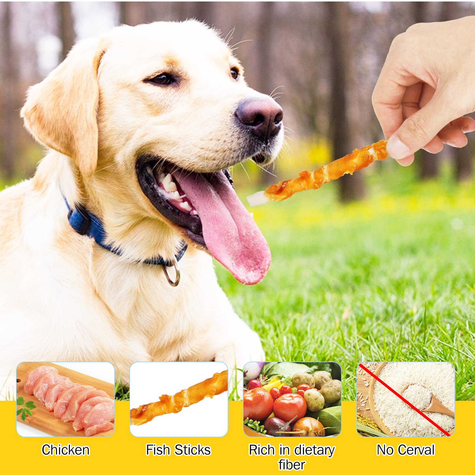 HealthyBones Natural Chicken Breast Wrapped Dog Treats for Carolina Dogs & Medium Hound Breeds - 36 Count, High-Protein Training Snacks for Active Dogs