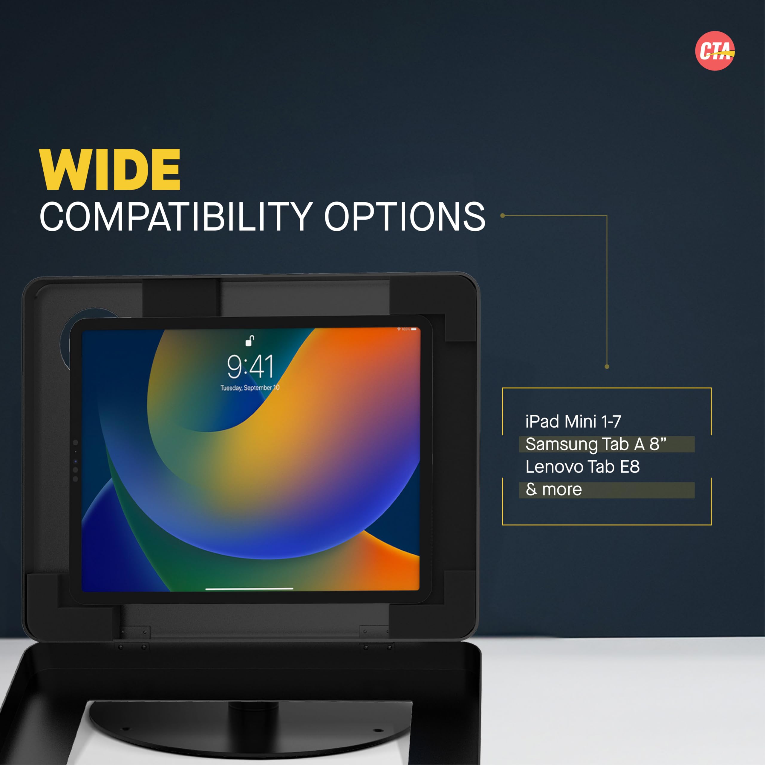 Premium iPad Retail POS Stand – 360° Rotating & Locking Tablet Kiosk for iPad Mini 1-7 & Samsung Tab A 8