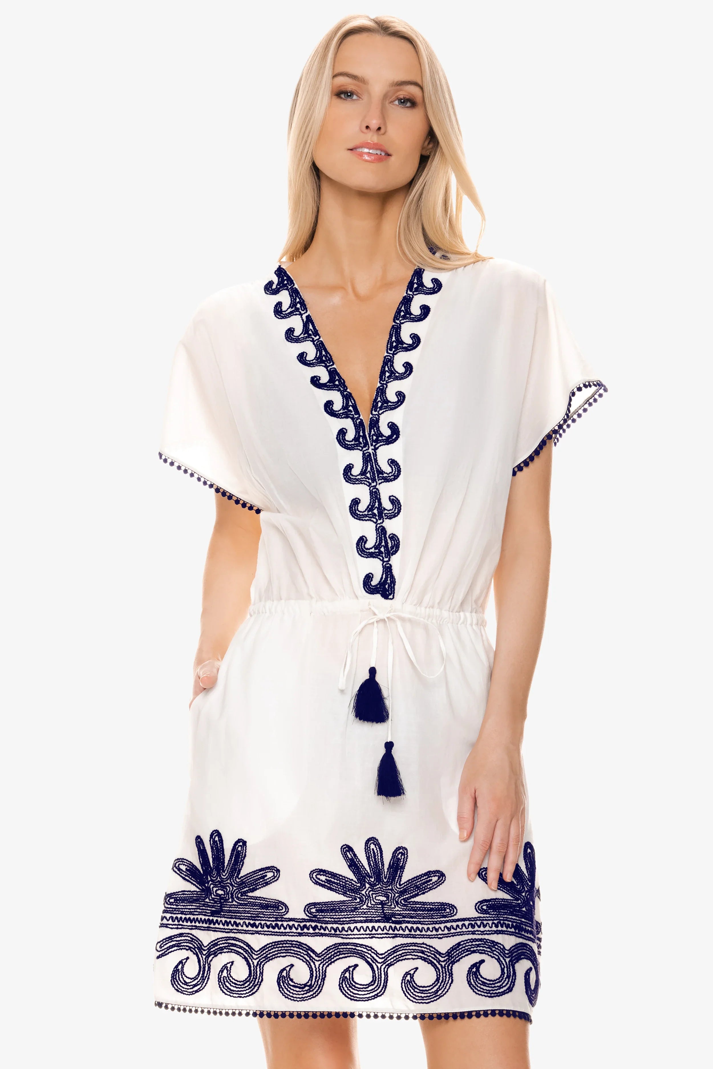 Margaux Dress - Navy & White Floral Summer Dress for Women | Perfect for Beach Vacations, Weddings & Casual Outings