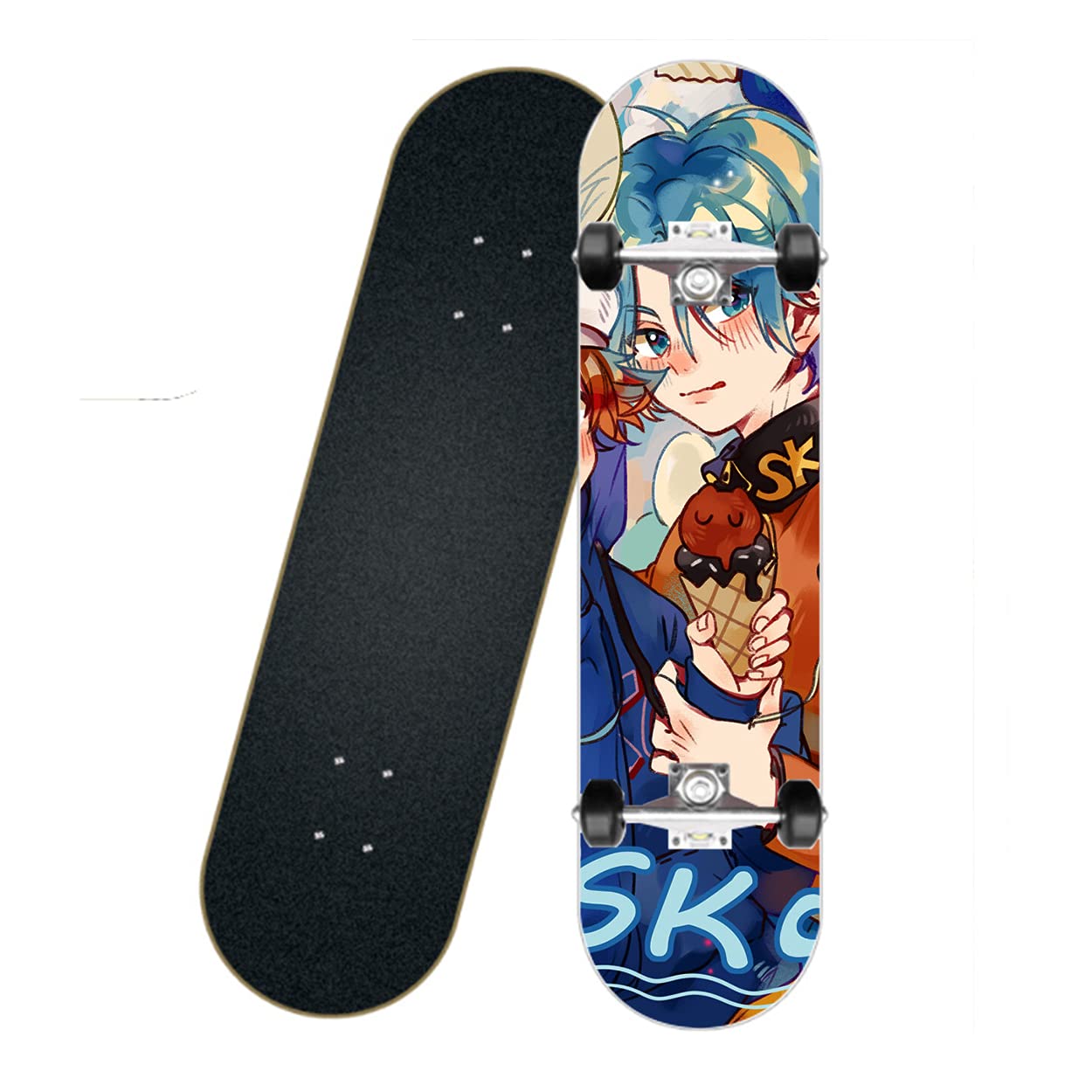SK8 The Infinity Anime Skateboard - 31 Inch Complete Concave Double Kick Deck for Adults & Kids - LANGA Design - Perfect for Street Skating, Commuting & Skatepark Tricks