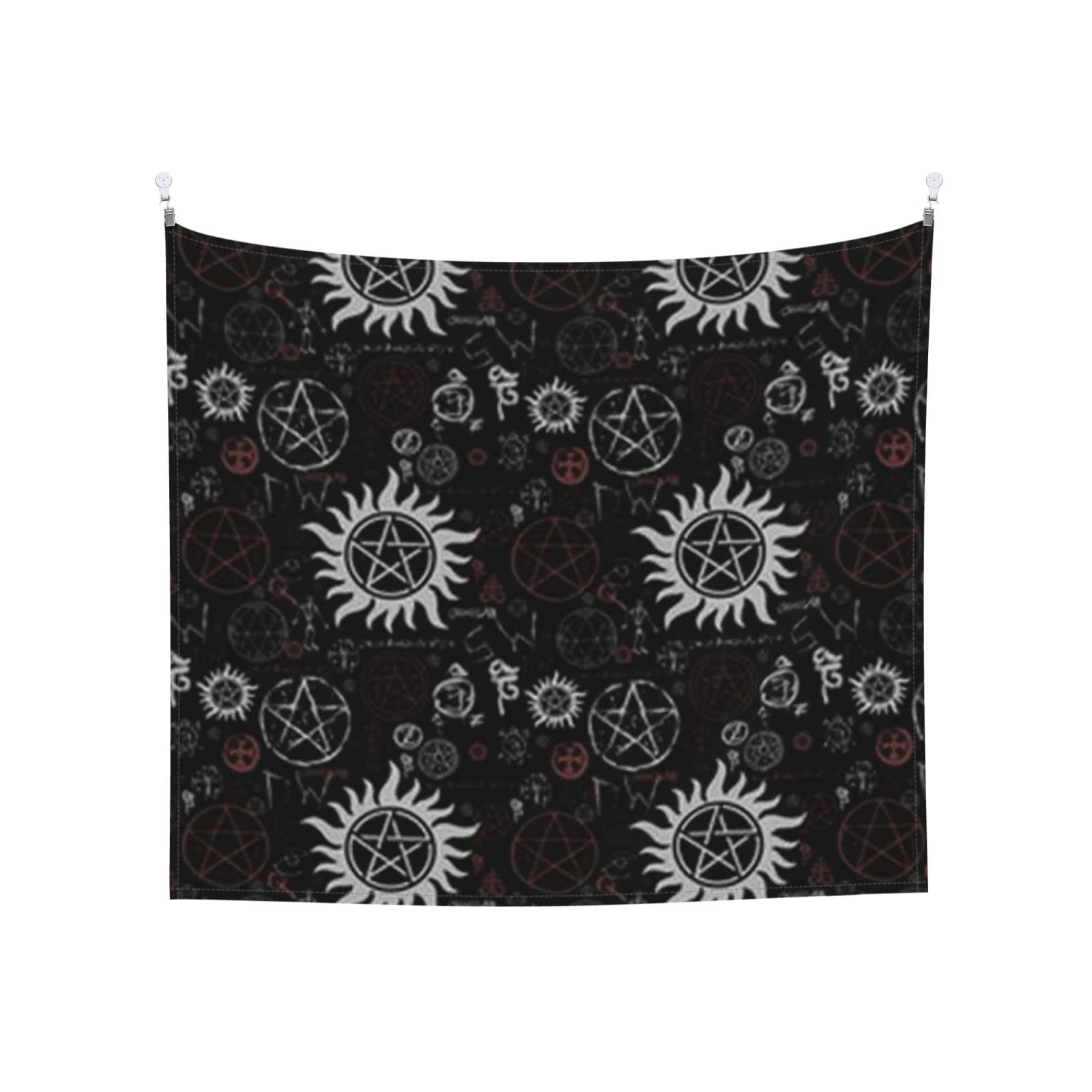 Shiziwei Supernatural Symbols Black Tapestry Wall Hanging - Gothic Occult Wall Art Decor for Bedroom, Living Room, Dorm (60x51 Inches) - Perfect for Halloween, Witchy Aesthetic & Bohemian Home Decor