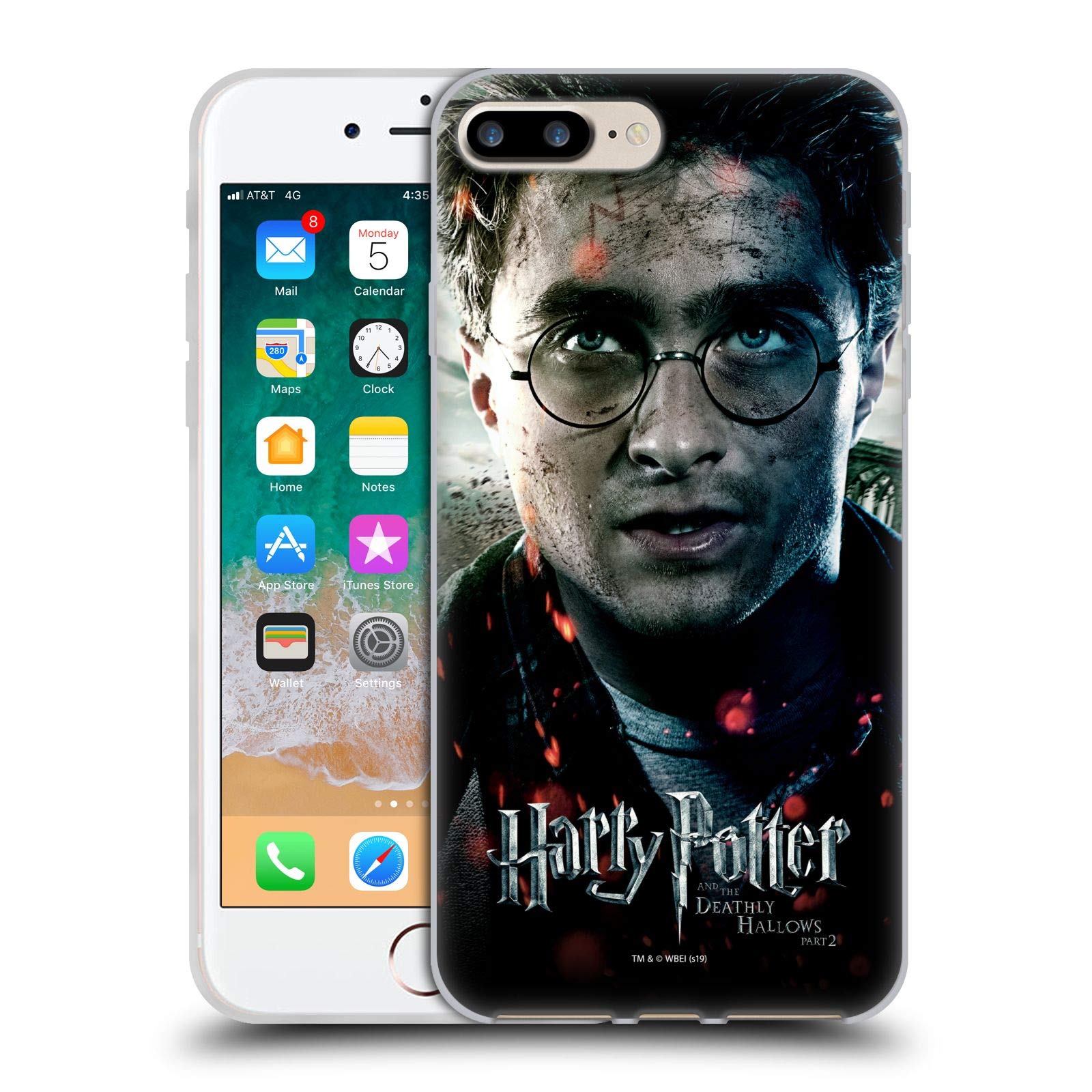 Official Harry Potter Deathly Hallows VIII Soft Gel Phone Case - Compatible with iPhone 7 Plus/8 Plus | Licensed Portrait Design | Perfect for Potter Fans & Magic-Themed Gifts