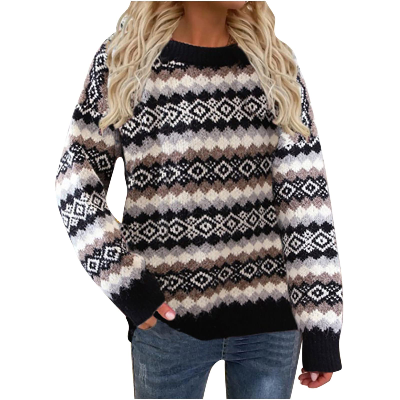Women's Casual Long Sleeve Zip Neck Sweater - Loose Fit Fall Fashion Knitwear for Everyday Wear, Office & Outings