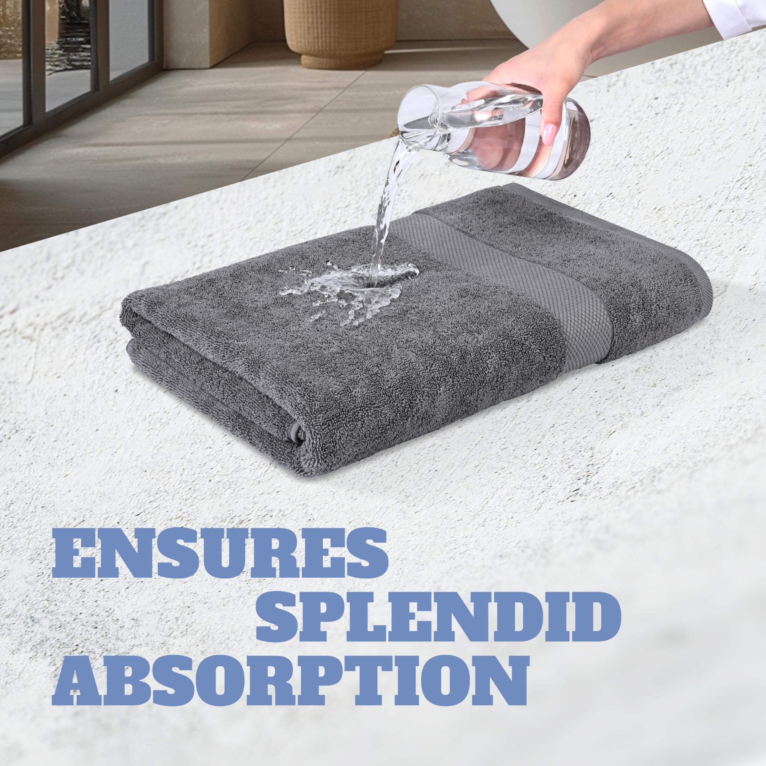 Premium 650 GSM Luxury Bath Towels - Extra Large 35x70 Inches, Ultra Soft & Highly Absorbent - Hotel Quality Oversized Bath Sheets, Quick Dry Cotton Towel Set (Dark Gray, 2 Pack) for Spa, Bathroom & Guest Room Use