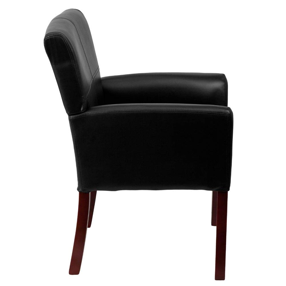 Flash Furniture Taylor LeatherSoft Upholstered Executive Office Chair - Black Reception Lobby Chair with Cushioned Seat & Padded Arms - Perfect for Waiting Areas, Conference Rooms & Home Offices