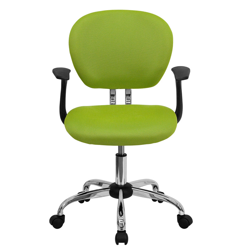 FLASH Beverly Mid Back Black Mesh Office Chair with Padded Seat, Swivel & Adjustable Height, Chrome Base & Arms - Ergonomic Desk Chair for Home & Office Workspace