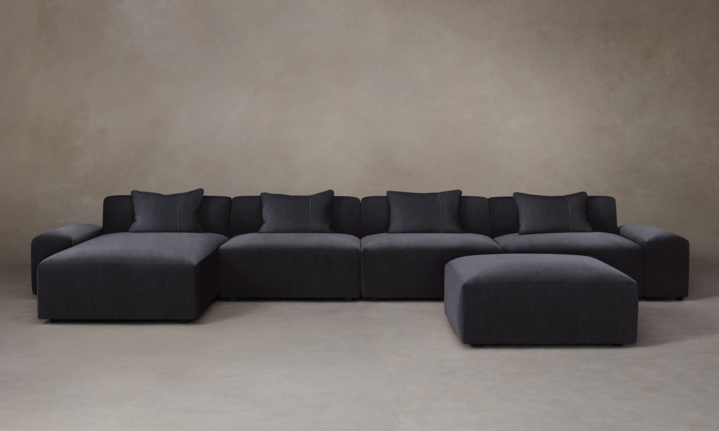 Breuer Modular Sectional Sofa - Performance Velvet Flannel Fabric - Perfect for Living Room, Lounge & Home Theater Comfort