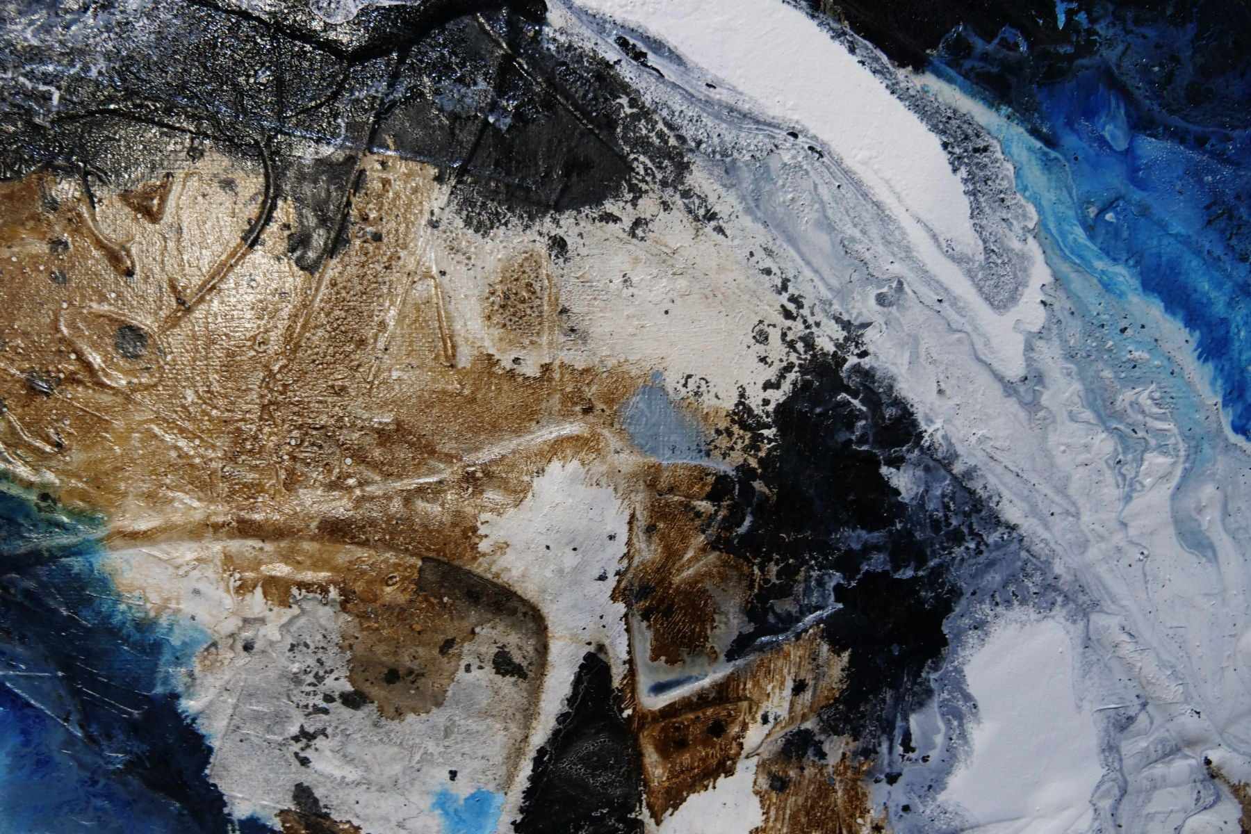 Blue Rust Textured Abstract Canvas Painting - 190cm x 100cm Modern Wall Art for Living Room, Bedroom & Office Decor | Handmade Contemporary Artwork
