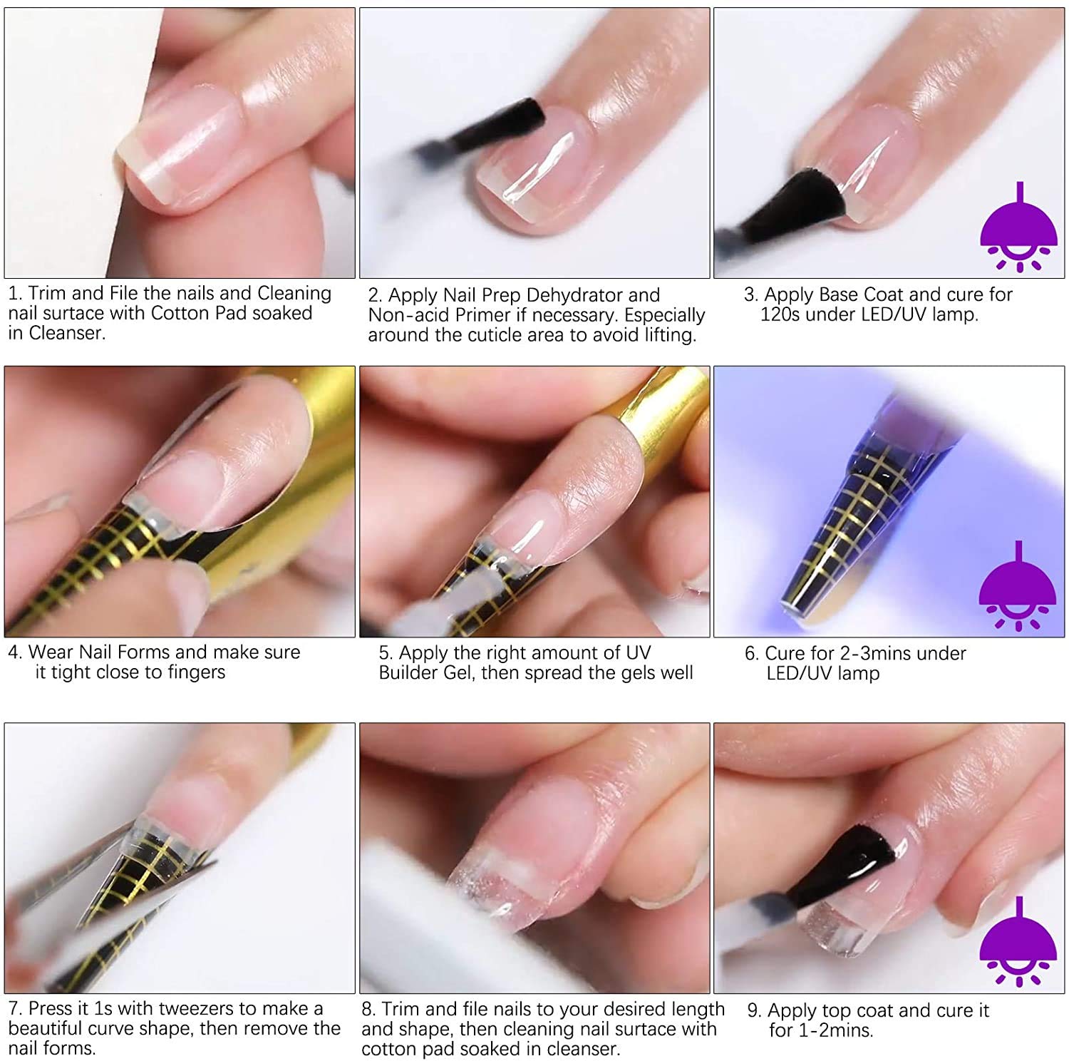 Builder Nail Gels - 56g Clear Nail Strengthening Gel for Professional Manicures | Nail Art Kit with Gel Polish, Nail Forms & Brush | Perfect for Salon, Home DIY & Nail Extensions