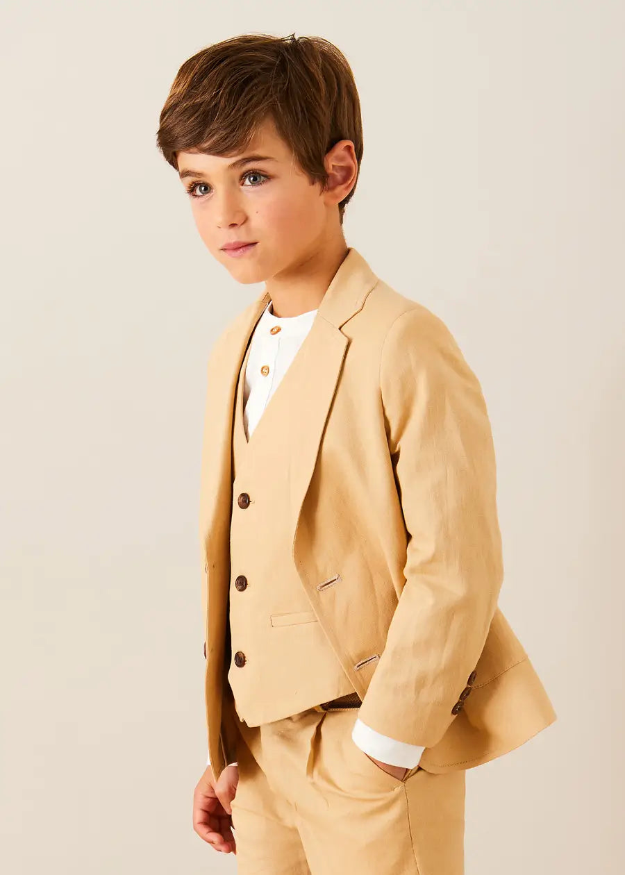 Stylish Beige Linen Vest for Kids (Ages 4-10) - Perfect for Summer Outfits, Casual Wear & Outdoor Activities