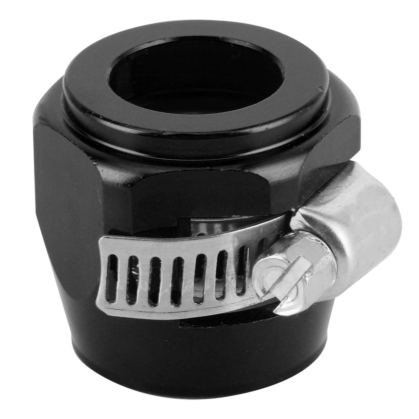 Aramox 10AN Aluminum Alloy Hose Clamp Finisher Connector - Fuel, Oil, Diesel, Gas, Air & Water Pipe Fitting (Black) - Perfect for Automotive, Marine & Industrial Fluid Systems