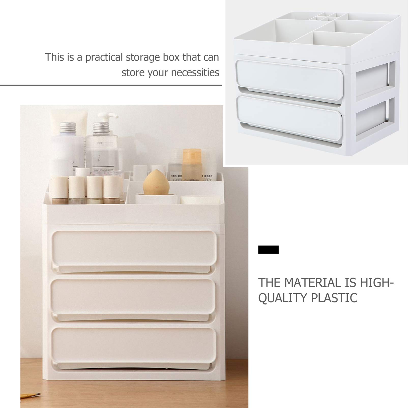 Cabilock 1-Piece Plastic Multi-Layer Drawer Storage Box - Cosmetic Organizer for Makeup, Jewelry & Small Items | Travel-Friendly Dresser Storage Case | Perfect for Vanity, Bathroom & Bedroom Organization