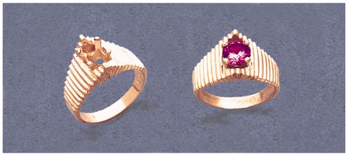 14K Gold or Sterling Silver 6mm Round Pyramid Pre-Notched Fashion Ring for Women - Size 7 (Setting 163 441/143 441) - Perfect for Everyday Wear, Gift Giving & Special Occasions