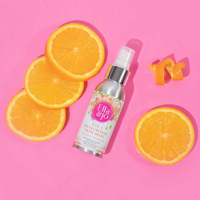 Ella & Jo Orange Blossom 3-in-1 Hyaluronic Acid Face Mist Spray - Hydrating, Refreshing & Brightening for Dry Skin - Perfect for Travel, Gym & Daily Skincare Routine