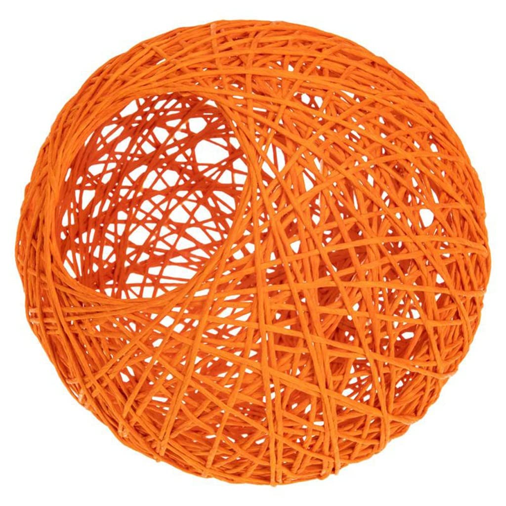Handwoven Paper Rattan Ball Lamp Shade - 15x15cm Boho Ceiling & Table Light Cover for Bedroom, Living Room, Porch - Natural Woven Lighting Decor (Color B)