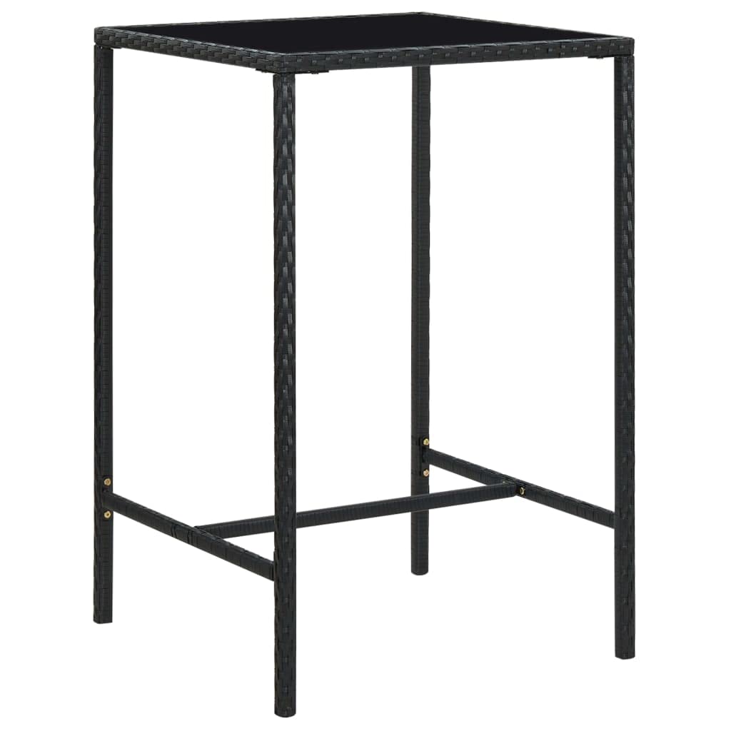 Outdoor Rattan Bar Table with Tempered Glass Top - 27.6