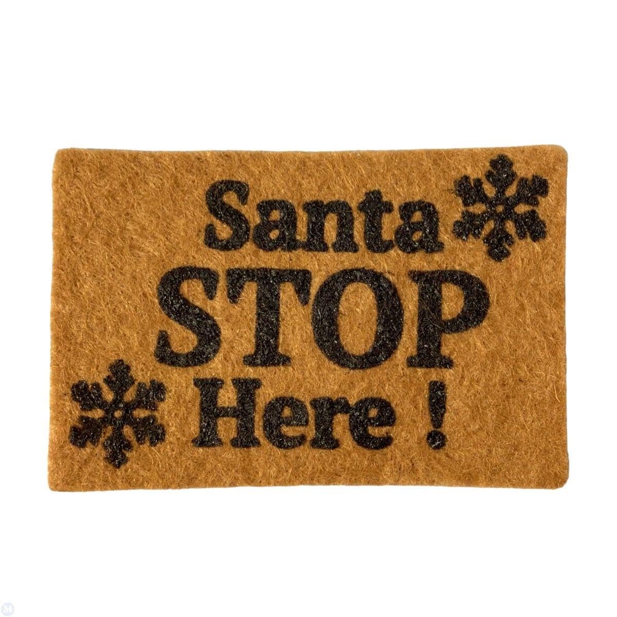 Melody Jane Dollhouse Miniature Santa Stop Here Door Mat - Christmas Winter Front Entrance Accessory for Dollhouses & Miniature Scenes | Perfect for Holiday Displays & Winter Village Decor