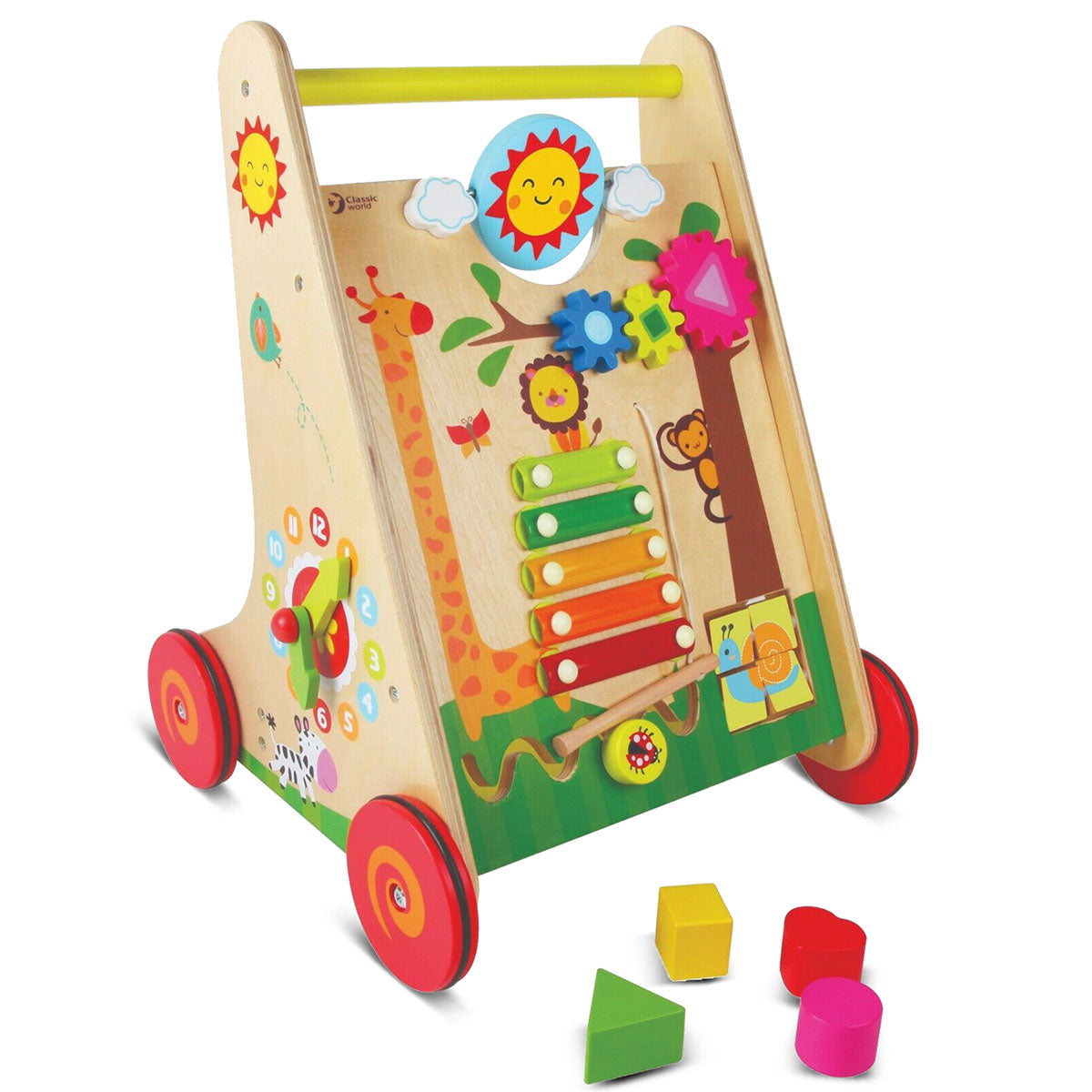 Classic World Wooden Baby Learning Walker - Toddler Push Toy for First Steps, Balance & Walking Practice - Perfect for Home, Nursery & Playroom Use