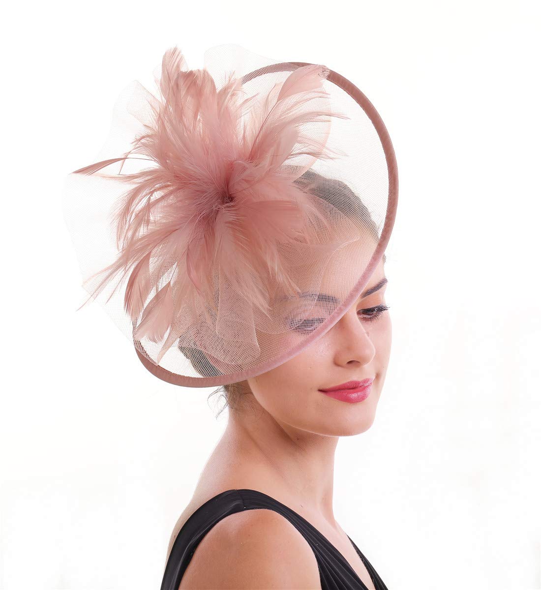 SAFERIN Women's Fascinators Feathers Tea Party Hat - Elegant Veil Headband with Hair Clip for Cocktail, Church, Weddings & Special Occasions | Perfect for Garden Parties, Royal Events & Formal Gatherings