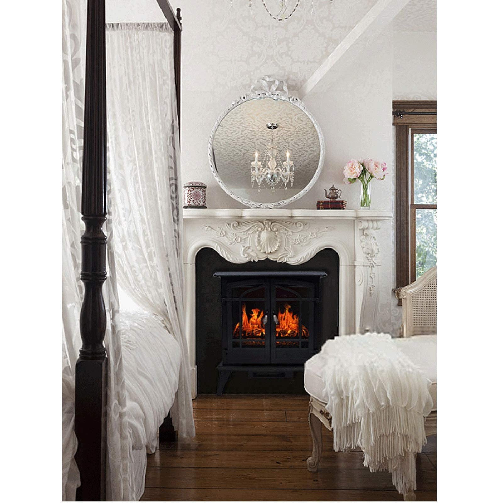 Wall-Mounted Electric Fireplace Heater with Adjustable Brightness & Temperature - Realistic Flame Effects & Overheat Protection - Perfect for Living Room, Bedroom & Office Warming Decor