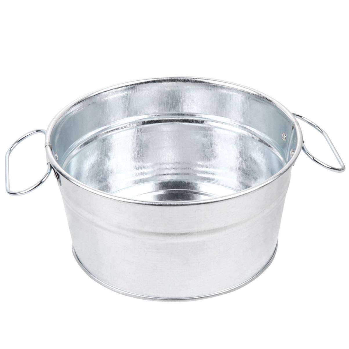 DOITOOL Mini Metal French Fries Bucket - Silver Tinplate Snack Serving Container with Handles for Parties, Picnics & Home Use | Ice Bucket, Food Storage & Decorative Pail