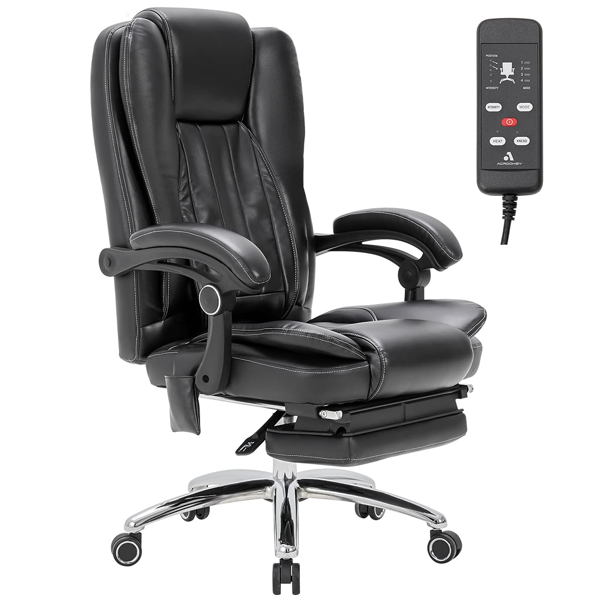 MELLCOM Executive 3D Massage Office Chair with Lumbar Support & Vibration - Ergonomic High Back Computer Chair for Home Office, Study & Work - Black - Perfect for Stress Relief & Back Pain Relief During Long Work Sessions