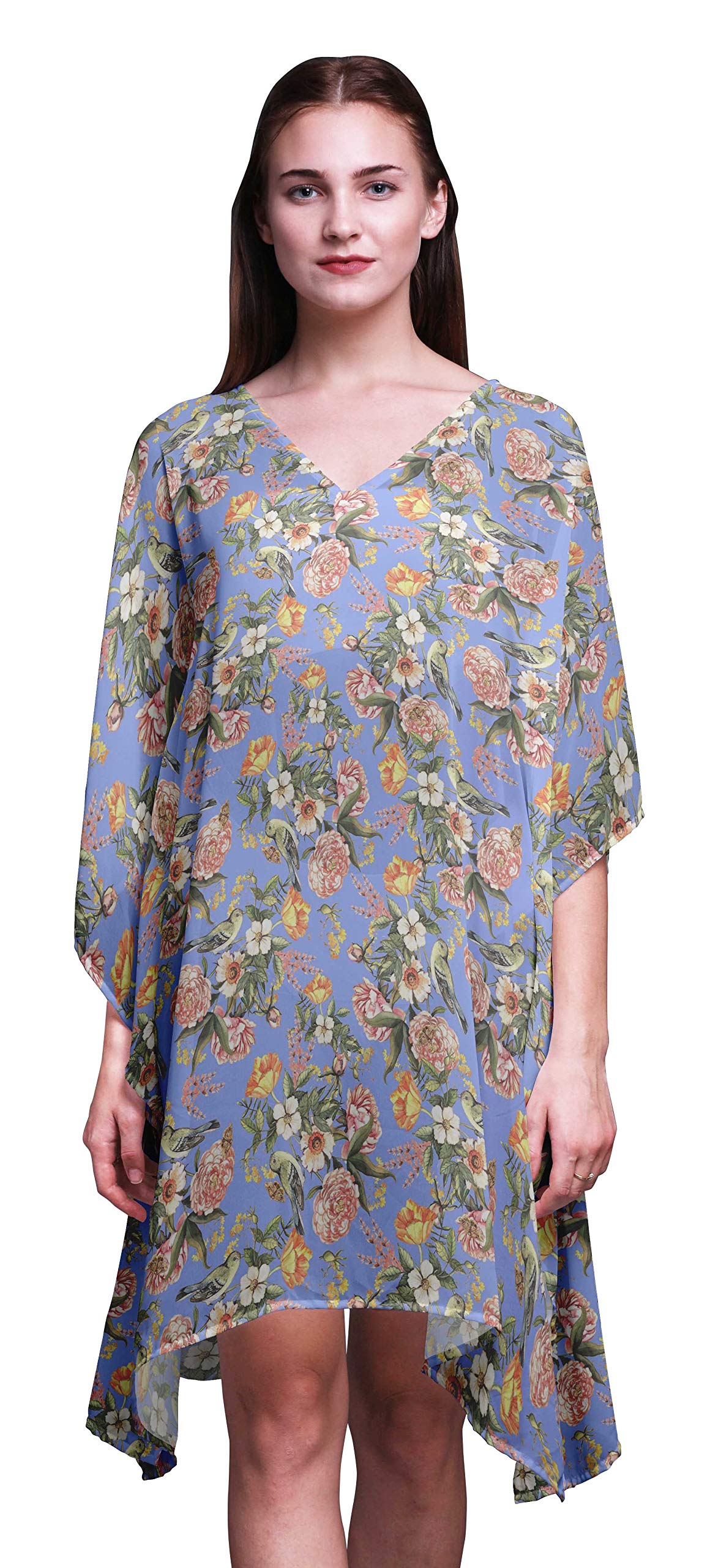 Bimba Women's Short Caftan Midi Dress - Beach Cover Up, Swimwear Cover Up, Summer Kaftan Dress for Pool, Vacation & Boho Style Outfits