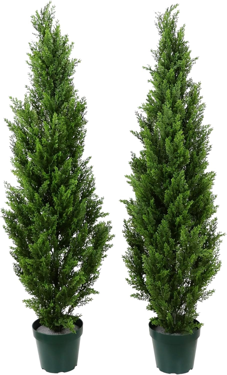 COMUSTER 4FT Artificial Cedar Topiary Trees for Outdoors - Realistic Potted Fake Cypress Trees, Faux Evergreen Plants for Home, Porch, Garden, and Patio Decor (Set of 2) - Perfect for Year-Round Greenery and Low-Maintenance Landscaping