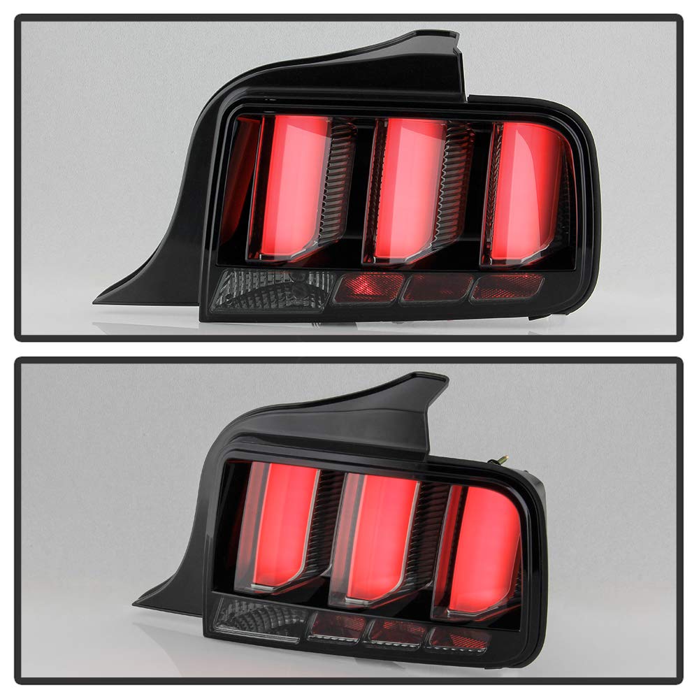 ACANII LED Tail Lights for 2005-2009 Ford Mustang - Black Housing with Smoked Lens, Sequential Turn Signals & Brake Lights - Upgrade Your Mustang's Rear Style (Perfect for Night Driving & Car Shows)