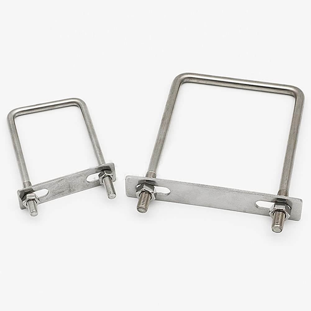 1/2pcs Stainless Steel Right Angle U-Bolt with Square Clamp Screw - Heavy Duty Fastener for Fence, Pipe, and Woodworking Projects