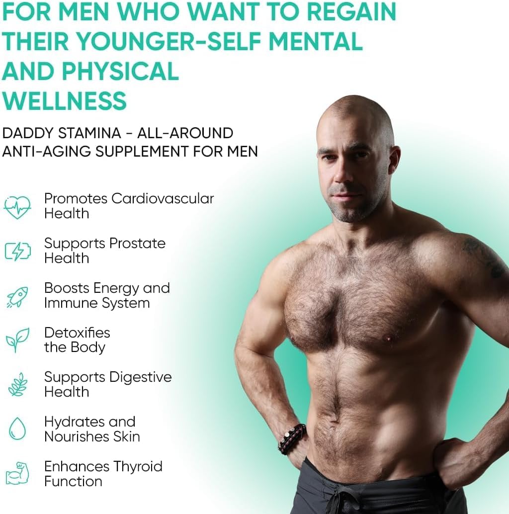 Daddy Stamina Sea Moss Capsules - Pure Organic Seaweed Supplement for Energy, Skin Health & Anti-Aging | Natural Immune Booster for Men | Supports Vitality, Endurance & Wellness (60 Capsules)