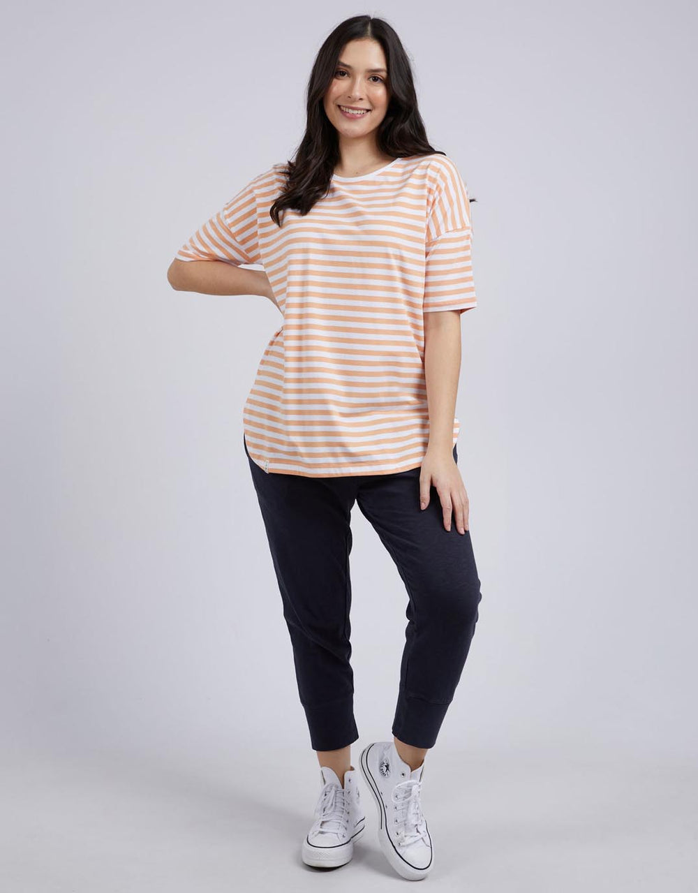 Elm Lauren Short Sleeve Striped T-Shirt for Men & Women - Soft Cotton Casual Tee - Perfect for Summer, Beach, and Everyday Wear