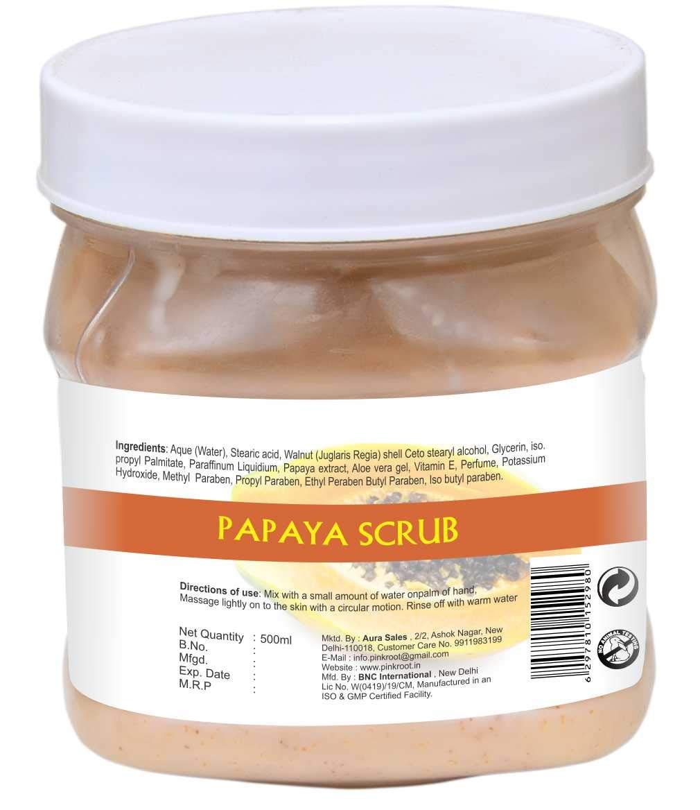 Organic Pink Root Herbal Massage Cream & Papaya Scrub Set - 500ml Each - Natural Pain Relief & Exfoliating Body Care - Perfect for Spa, Relaxation & Skin Renewal at Home