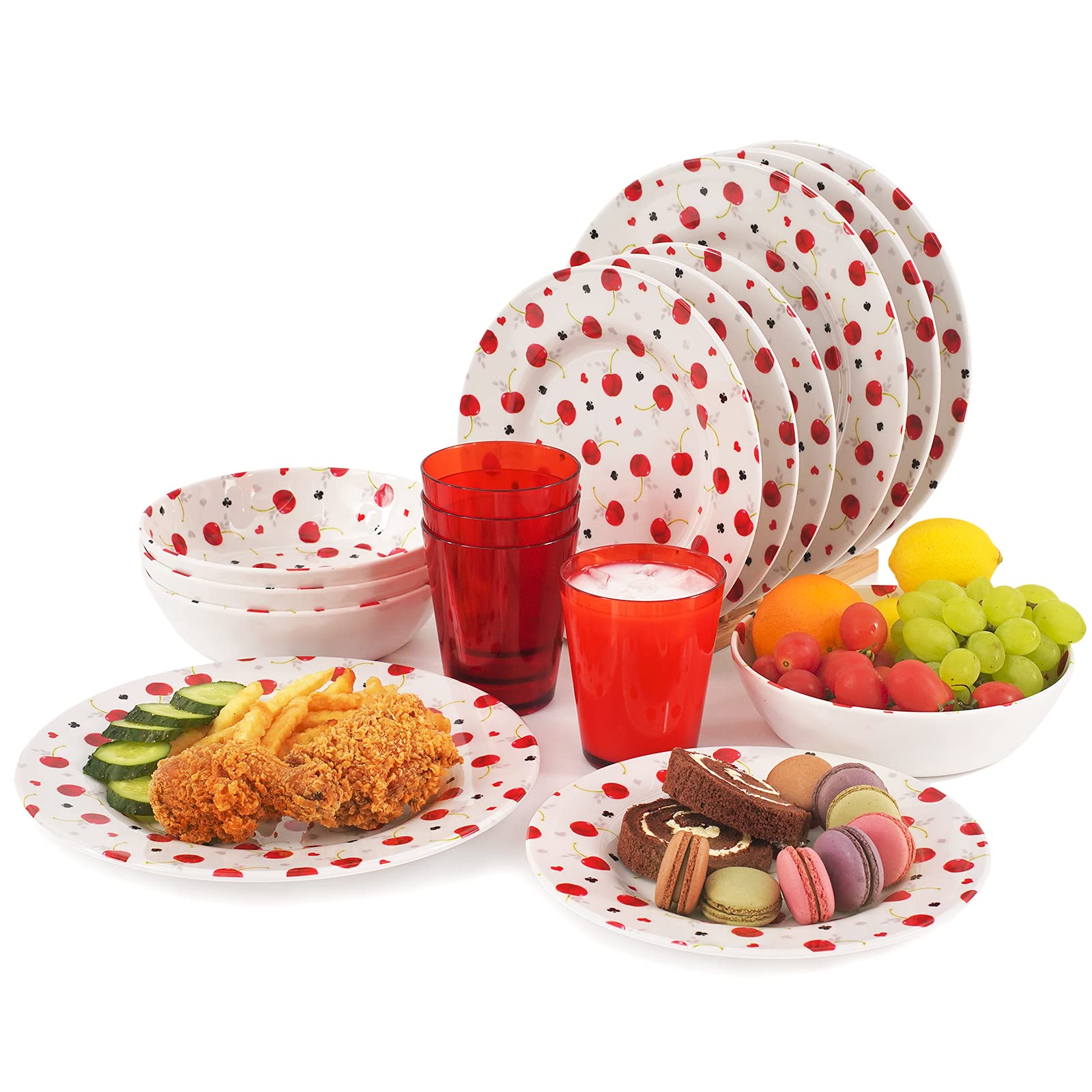 **Melamine Dinnerware Set for 4-16 Pcs - Durable Camping Dishes Set with Plates, Bowls & Cups - Lightweight, Unbreakable for Indoor & Outdoor Use - Perfect for Picnics, BBQs, and Camping**