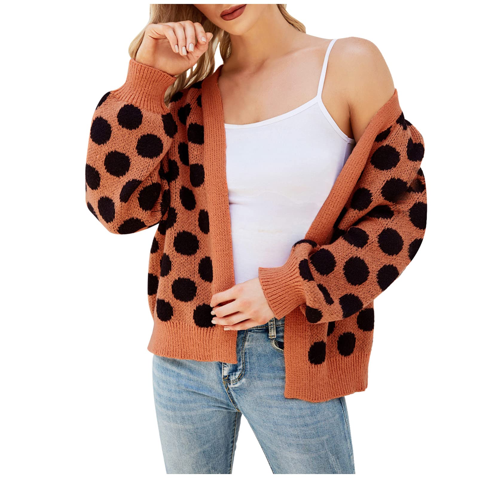 YOMXL Women's Long Button Down Cardigan Sweater - Soft Knit Crew Neck Long Sleeve Open Front Sweater for Casual Outfits, Office Wear & Fall Layering