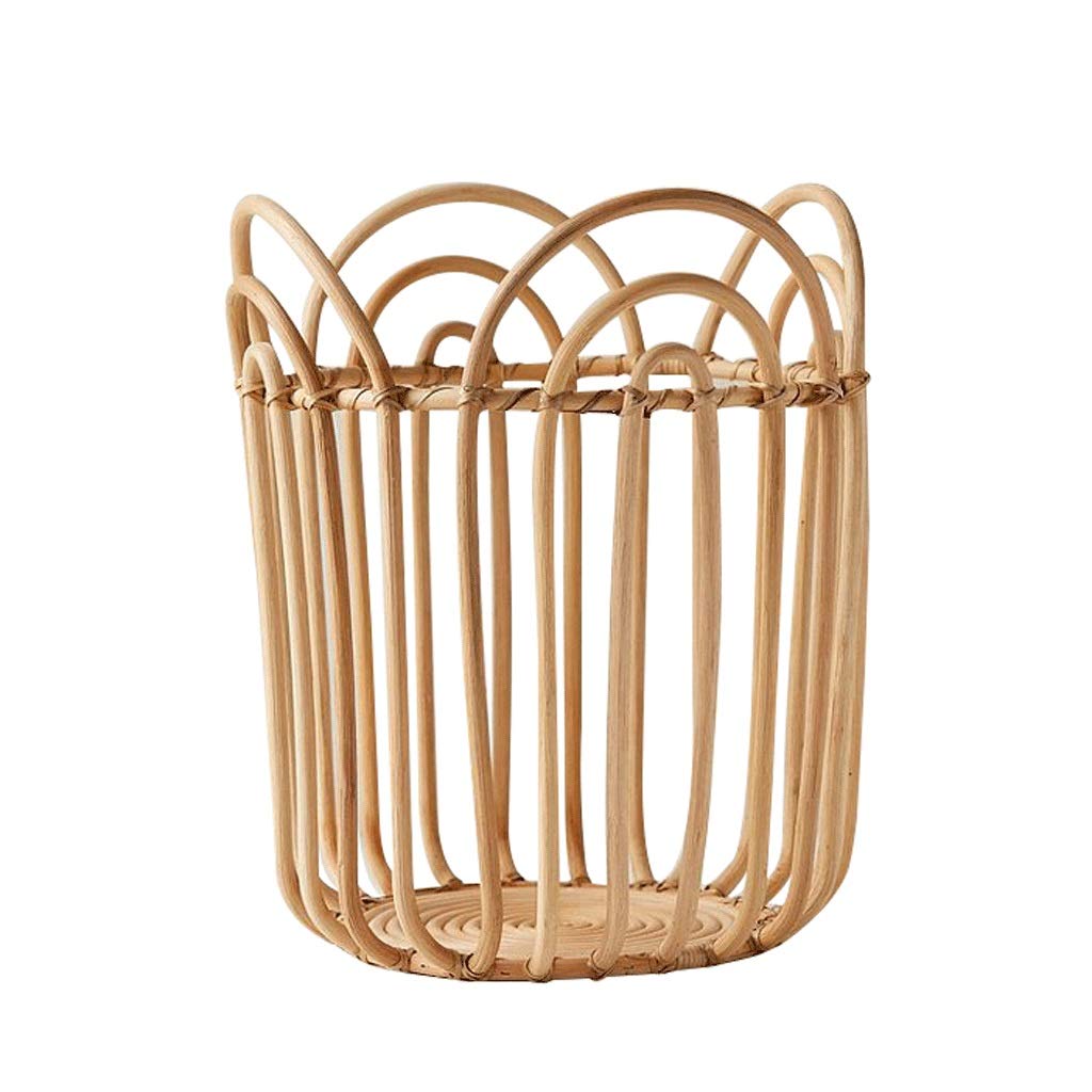 Hand Woven Rattan Storage Basket with Handle - 11.8x16.5in Brown Woven Storage Bin for Laundry, Toys, Books | Perfect for Home Organization, Nursery, Bathroom & Closet Storage