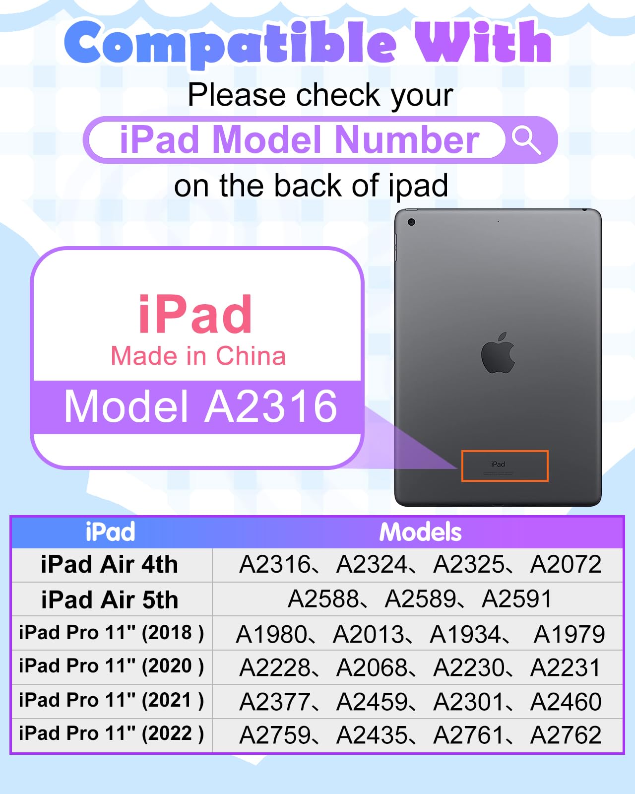 Cute Cartoon Purple iPad Air 5th/4th Gen 10.9