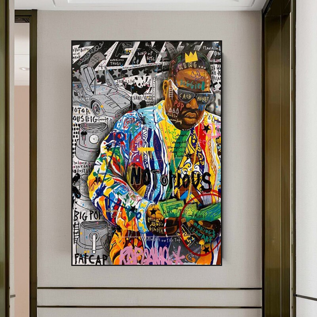 Biggie Smalls Canvas Wall Art - Iconic Rapper Painting - Hip Hop Decor for Living Room, Bedroom & Office
