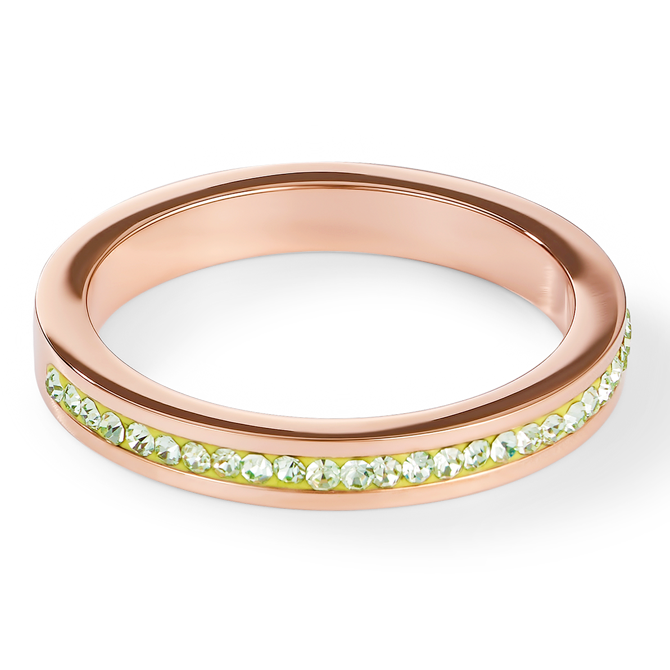 Elegant Rose Gold Stainless Steel Ring with Crystals & Green Pavé - Perfect for Weddings, Parties & Special Occasions