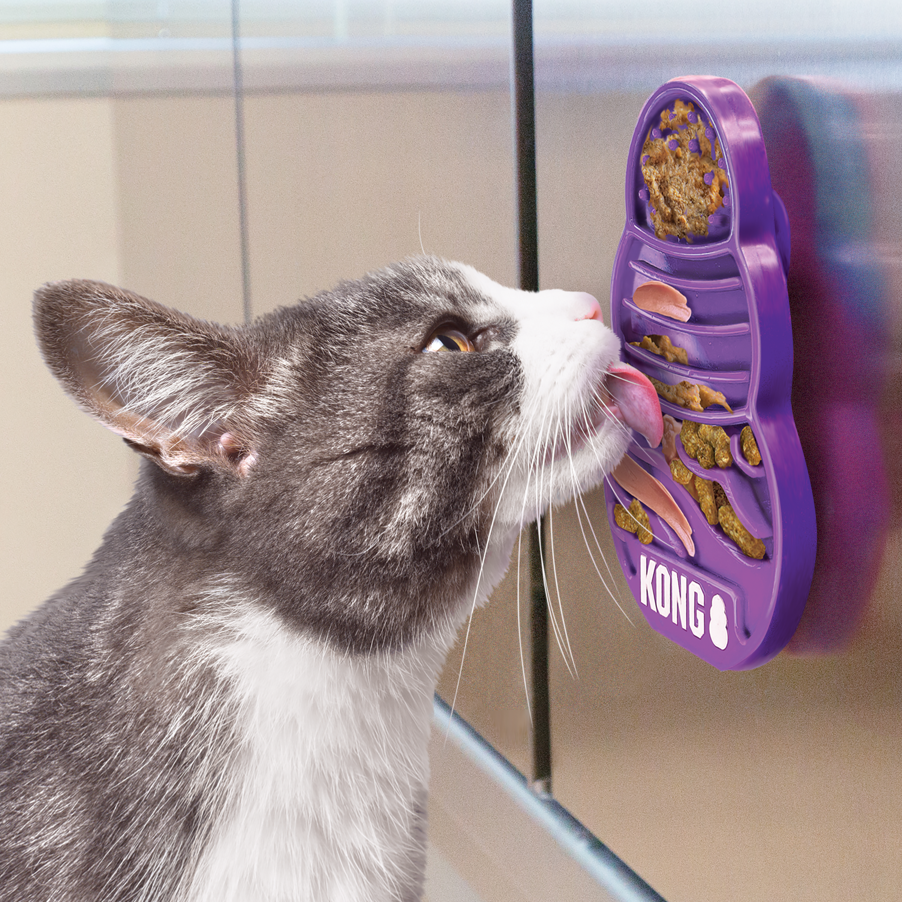 Non-Slip Cat Lick Mat with Suction Cups for Food & Treats | Slow Feeder & Stress Relief for Cats | Perfect for Grooming, Mealtime & Anxiety Relief - KONG