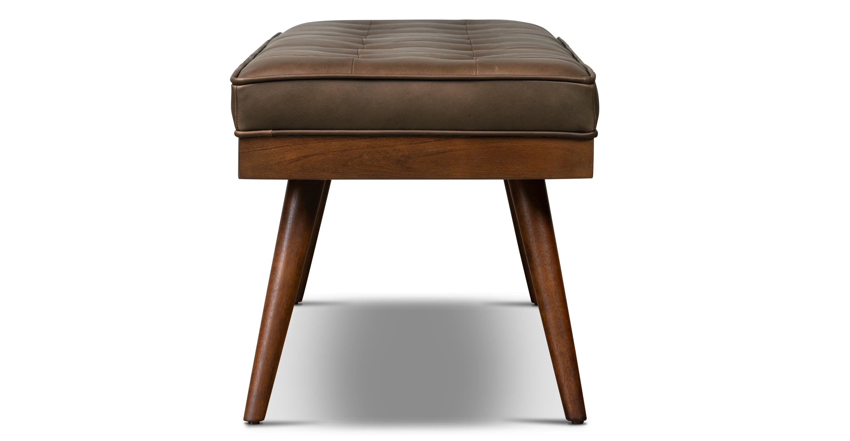 Luca Leather Bench - Modern Upholstered Storage Ottoman with Tufted Design for Living Room, Bedroom, or Entryway - Durable Faux Leather Seat with Sturdy Wooden Legs - Perfect for Extra Seating, Footrest, or Stylish Home Decor