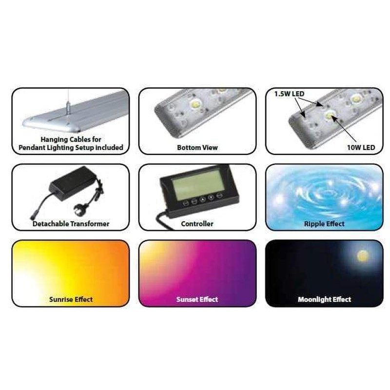 Aqua Zonic iP3 Infinity Pleasure LED Aquarium Light - 120cm Freshwater Planted Tank Lighting for Vivid Day & Night Viewing | Perfect for Home & Office Aquascaping