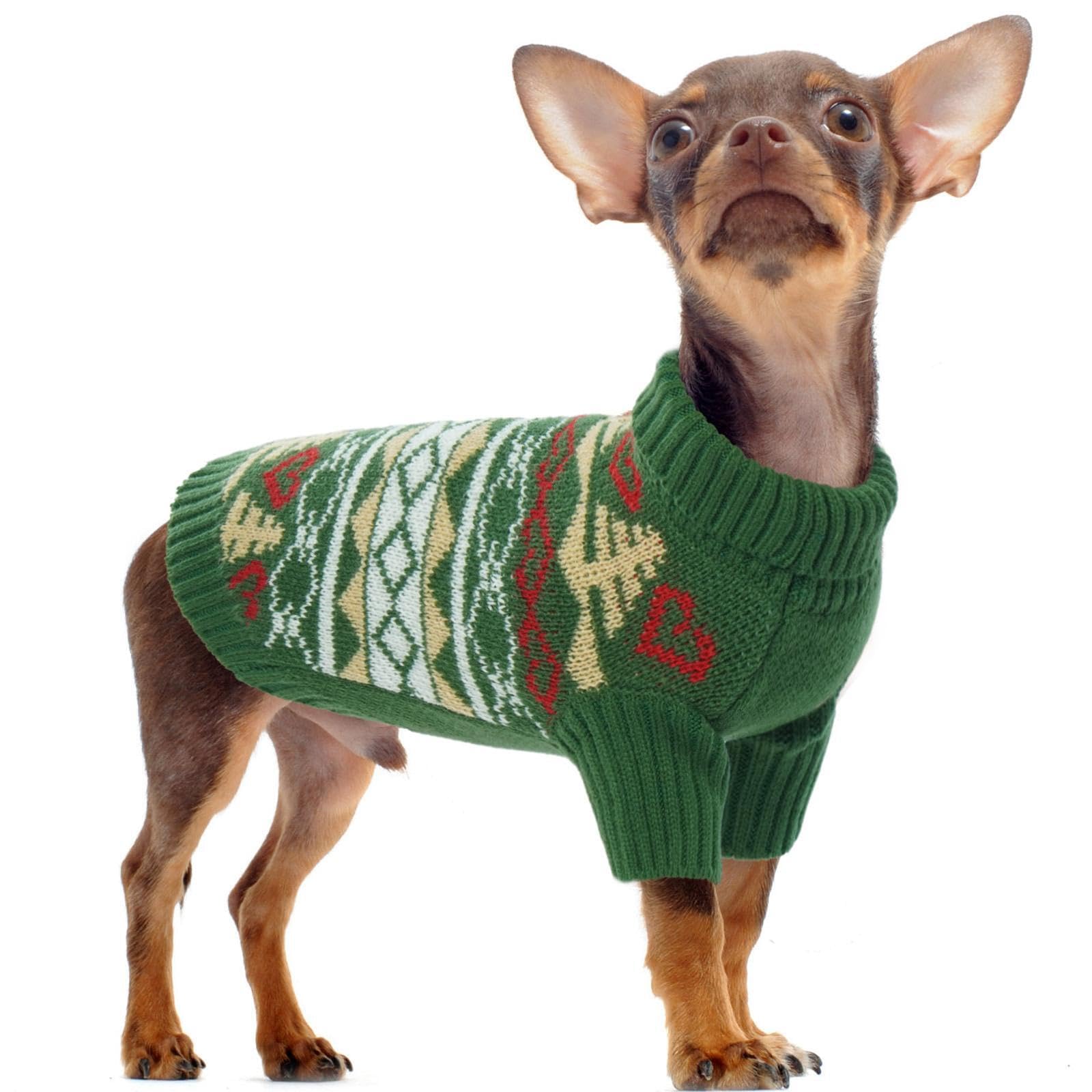 PUMYPOREITY XL Green Dog Christmas Sweater - Warm Turtleneck Winter Outfit for Large Dogs (Beagle, Corgi) | Soft Holiday Pet Clothing for Christmas Photos & Family Gatherings