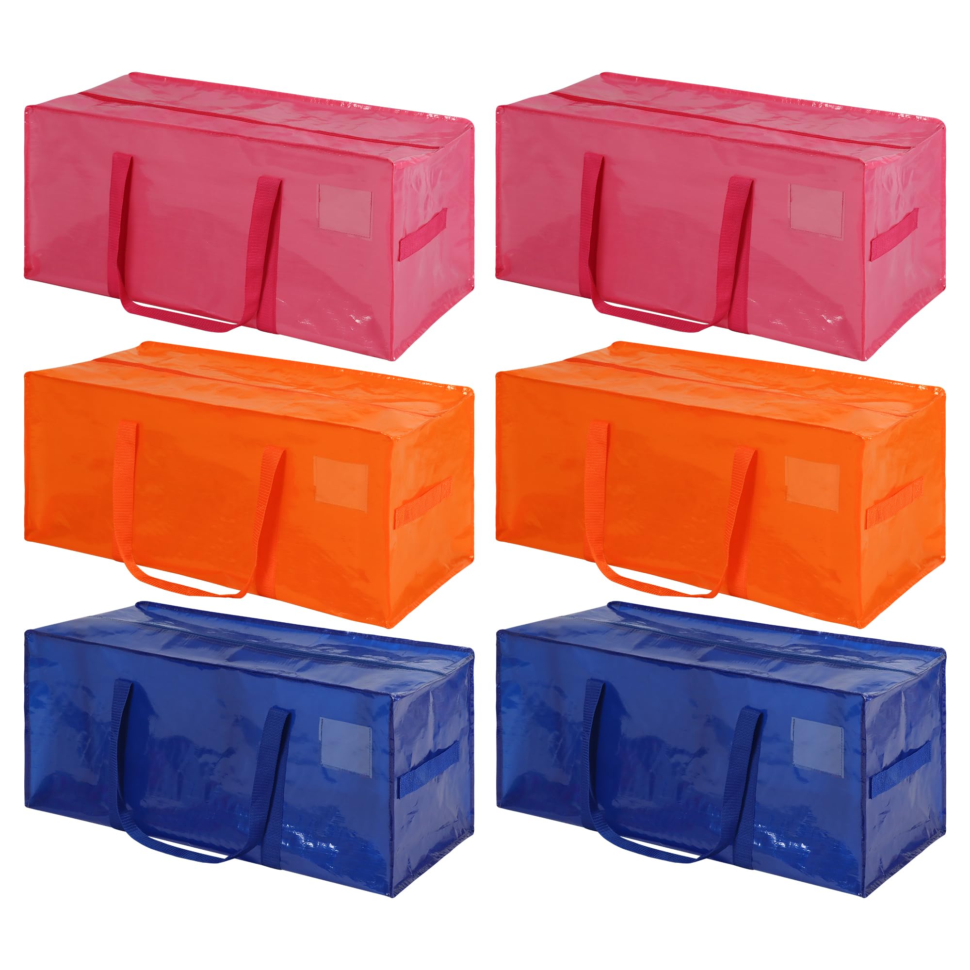 Heavy Duty Moving Bags with Sturdy Zippers - 6 Pack Large Storage Totes for Moving Supplies, Clothes Storage, College Dorm & Travel - Perfect for Home Organization, Packing & Relocation (Multicolor)