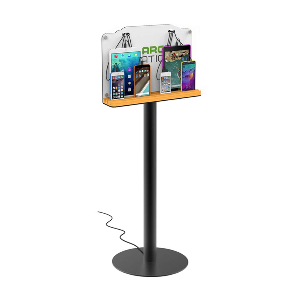 8-Port High-Speed Public Cell Phone Charging Station with Cables - Floor Stand Tower for Airports, Hospitals & Banks - Universal Compatibility for Smartphones & Tablets - Perfect for High-Traffic Public Spaces & Waiting Areas